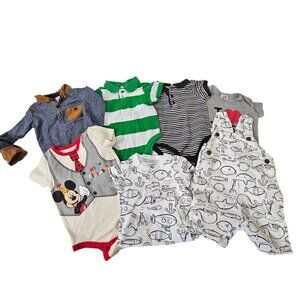 Baby Boys Bodysuit Bundle Sizes: 6-18M Disney Polo Cotton Blend  Mixed Prints